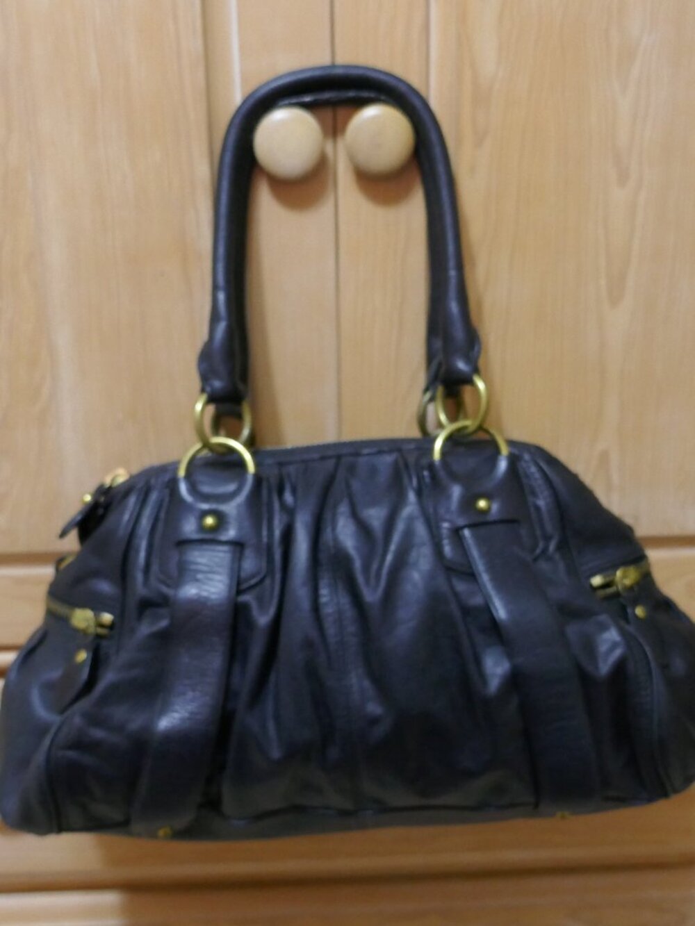 Banana Republic Black Leather Shoulder HandBag Purse Top Handles